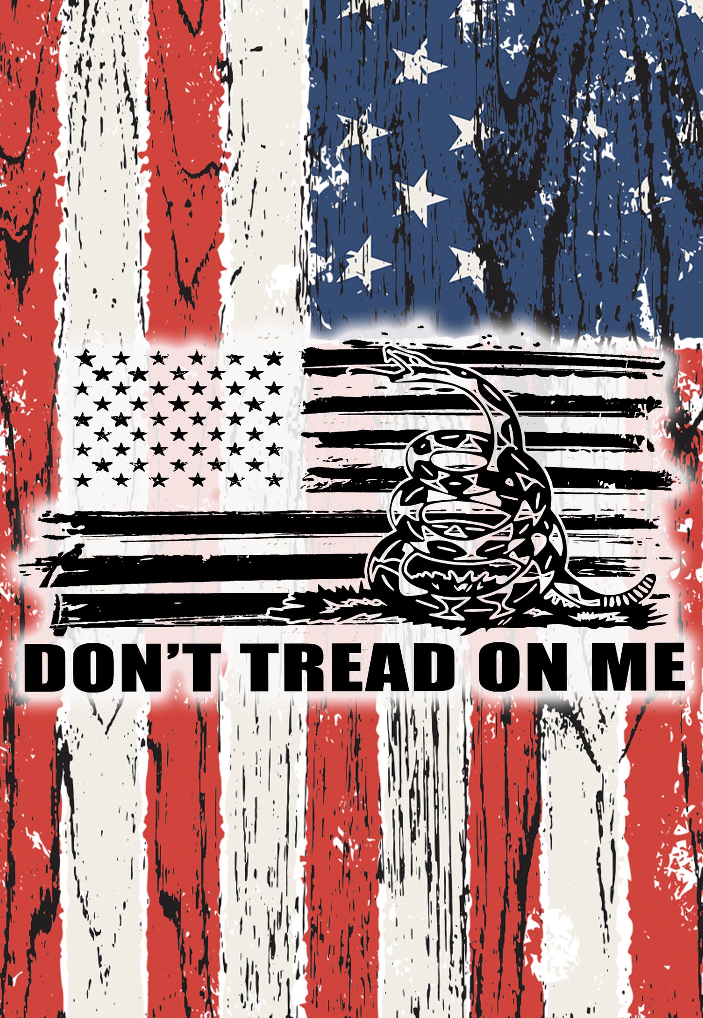 Don't Tread on Me tumbler design closeup