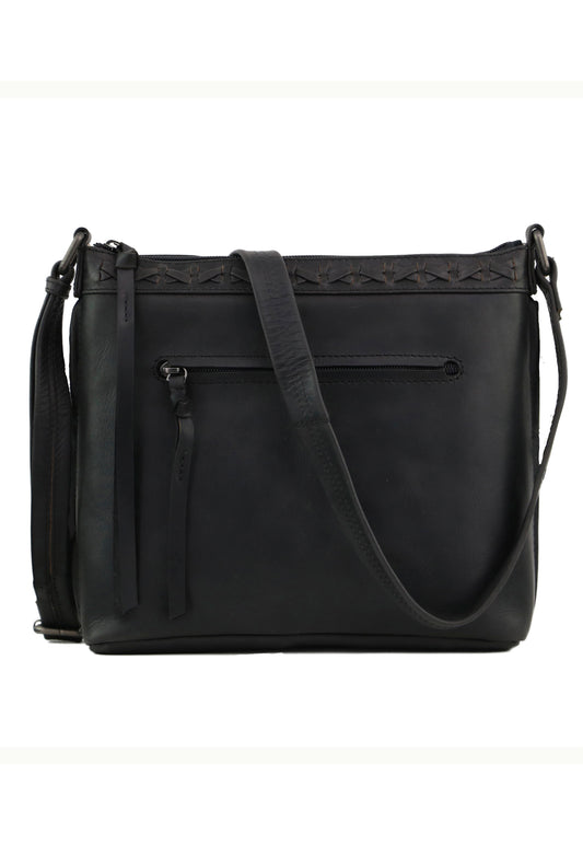 Black leather high end concealed carry purse