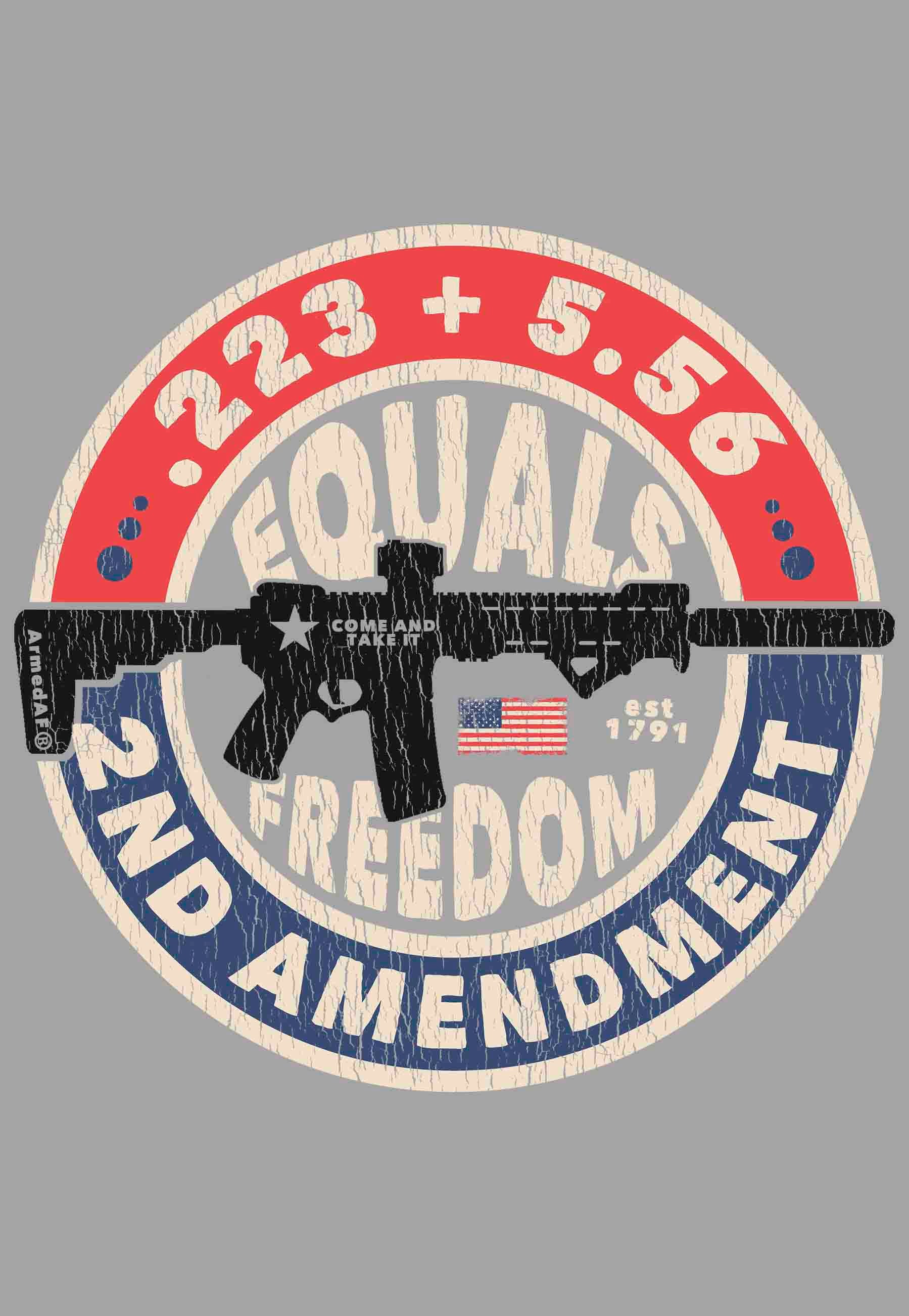 Second amenment equals freedom t-shirt design closeup