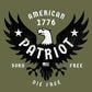 American patriot t-shirt design closeup born free die free