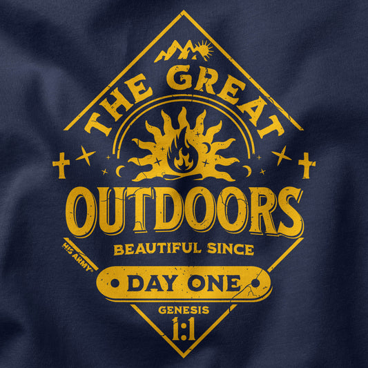Closeup of Christian t-shirt design for outdoor lovers
