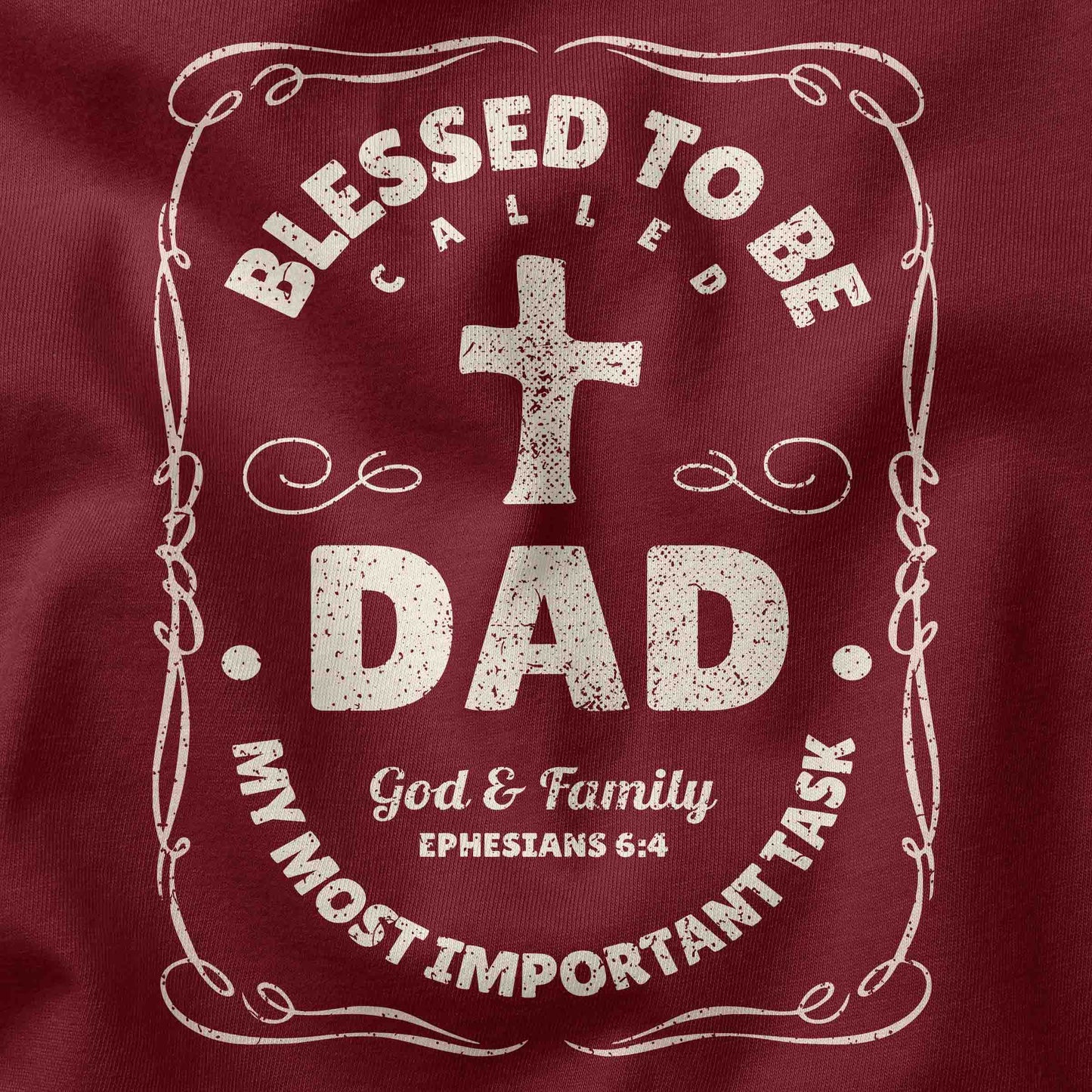 Closeup of Christian Daddy t-shirt