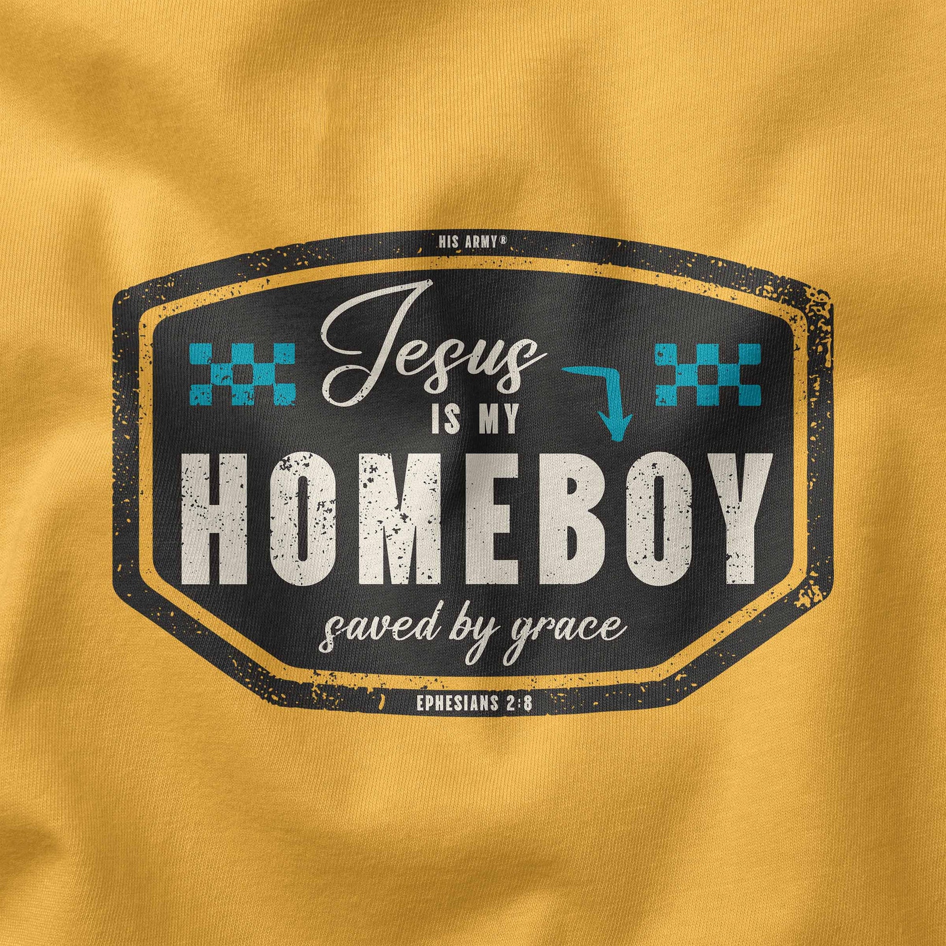 Jesus is my Homeboy t-shirt design closeup