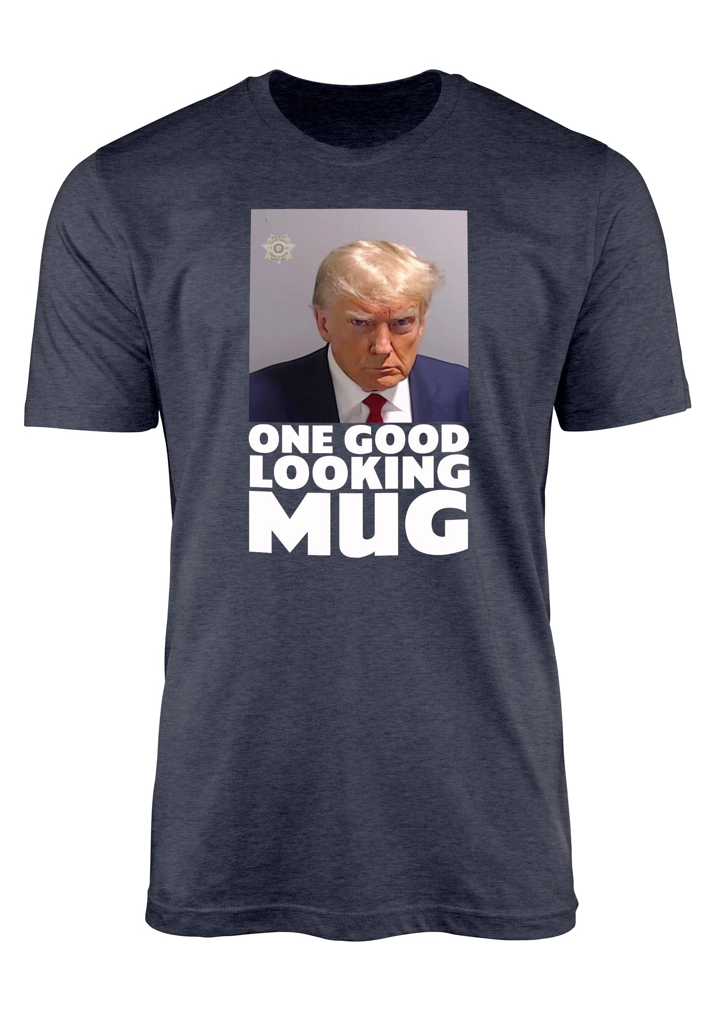Trump mugshot t-shirt on cotton/poly blend tee