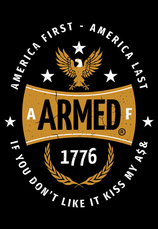 America First America Last t-shirt design closeup