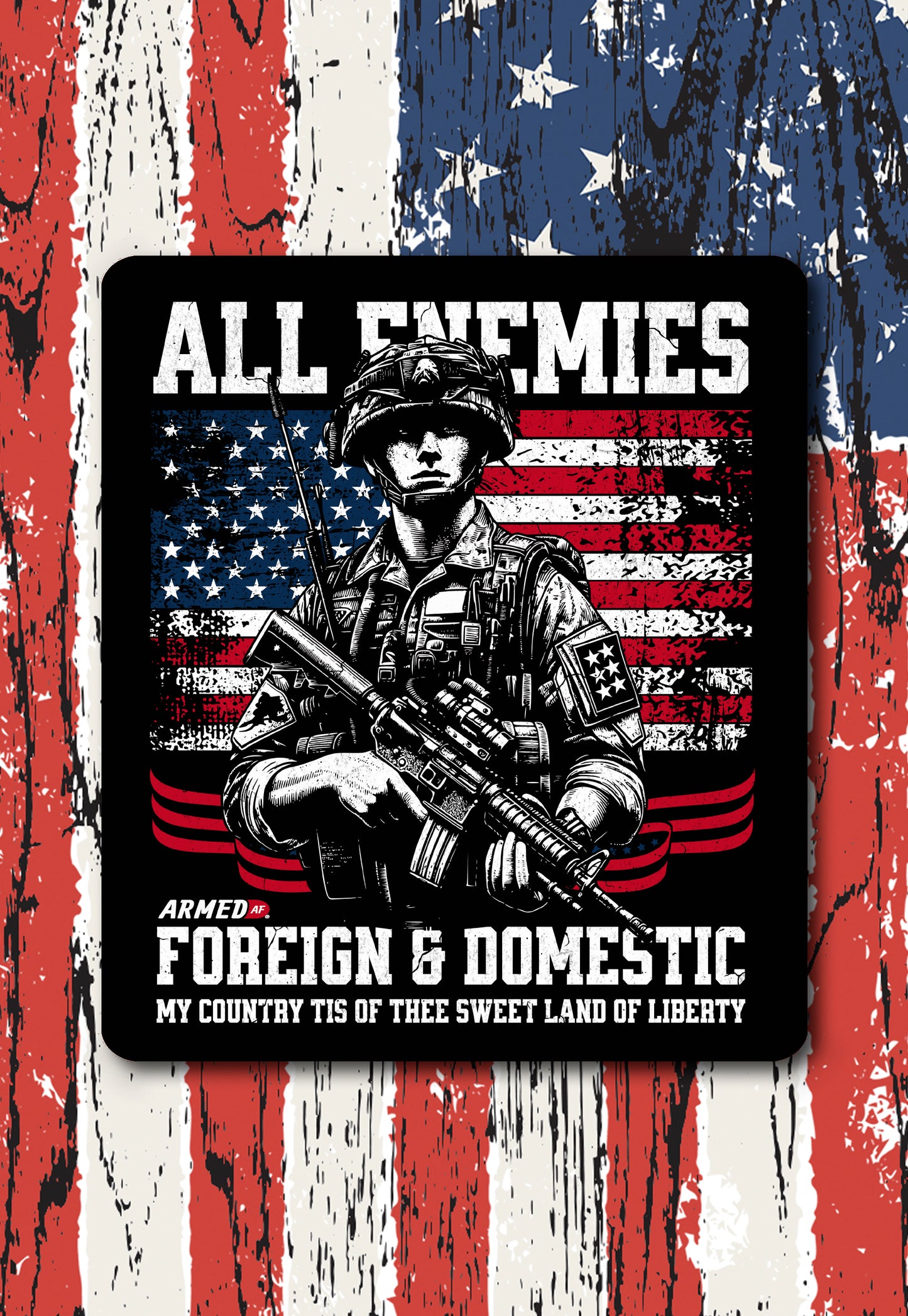 All enemies foreign and domestic military sticker