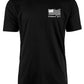 ARMED AF brand on left chest of USA t-shirt
