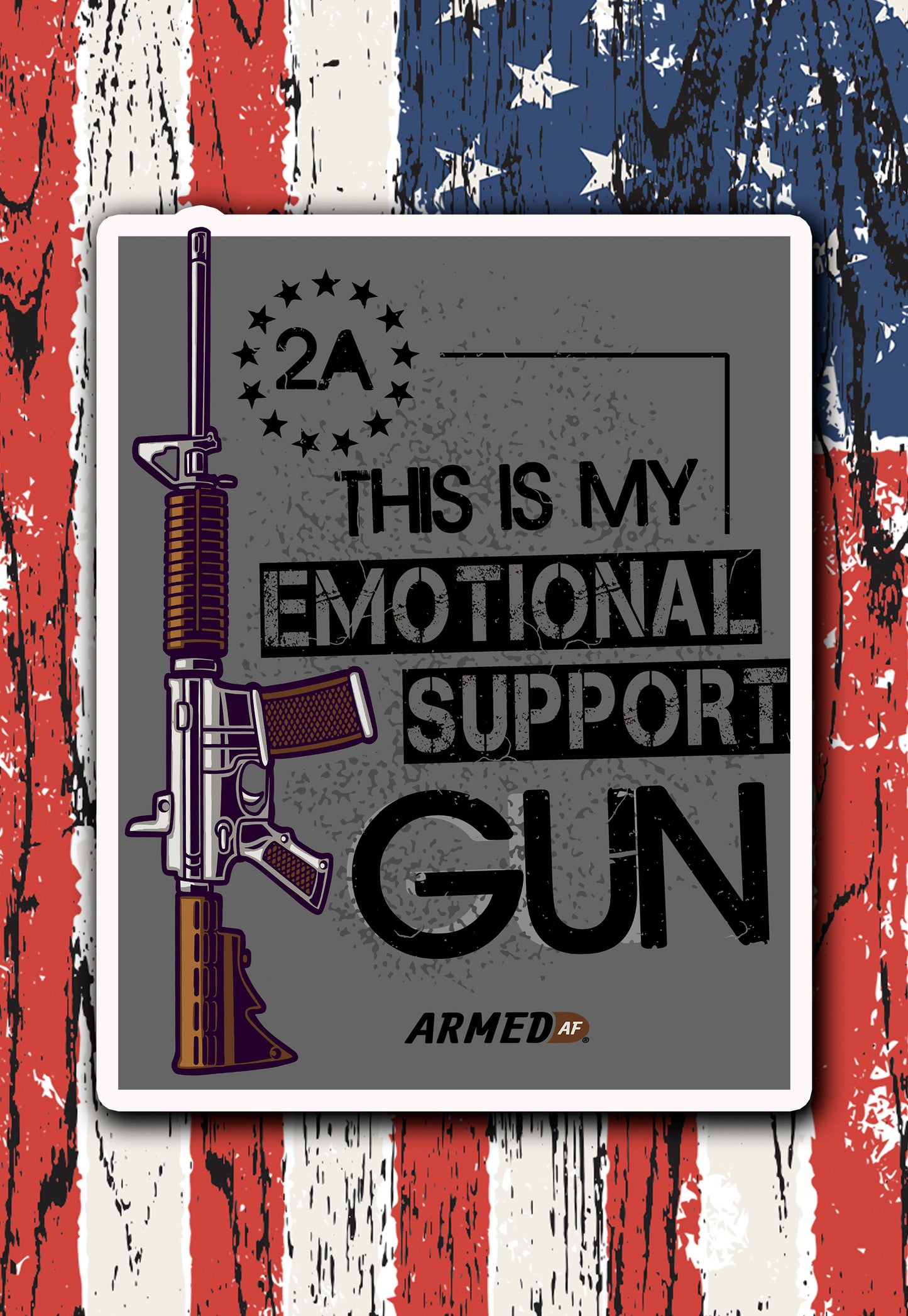 emotional support gun decal from armed af brand