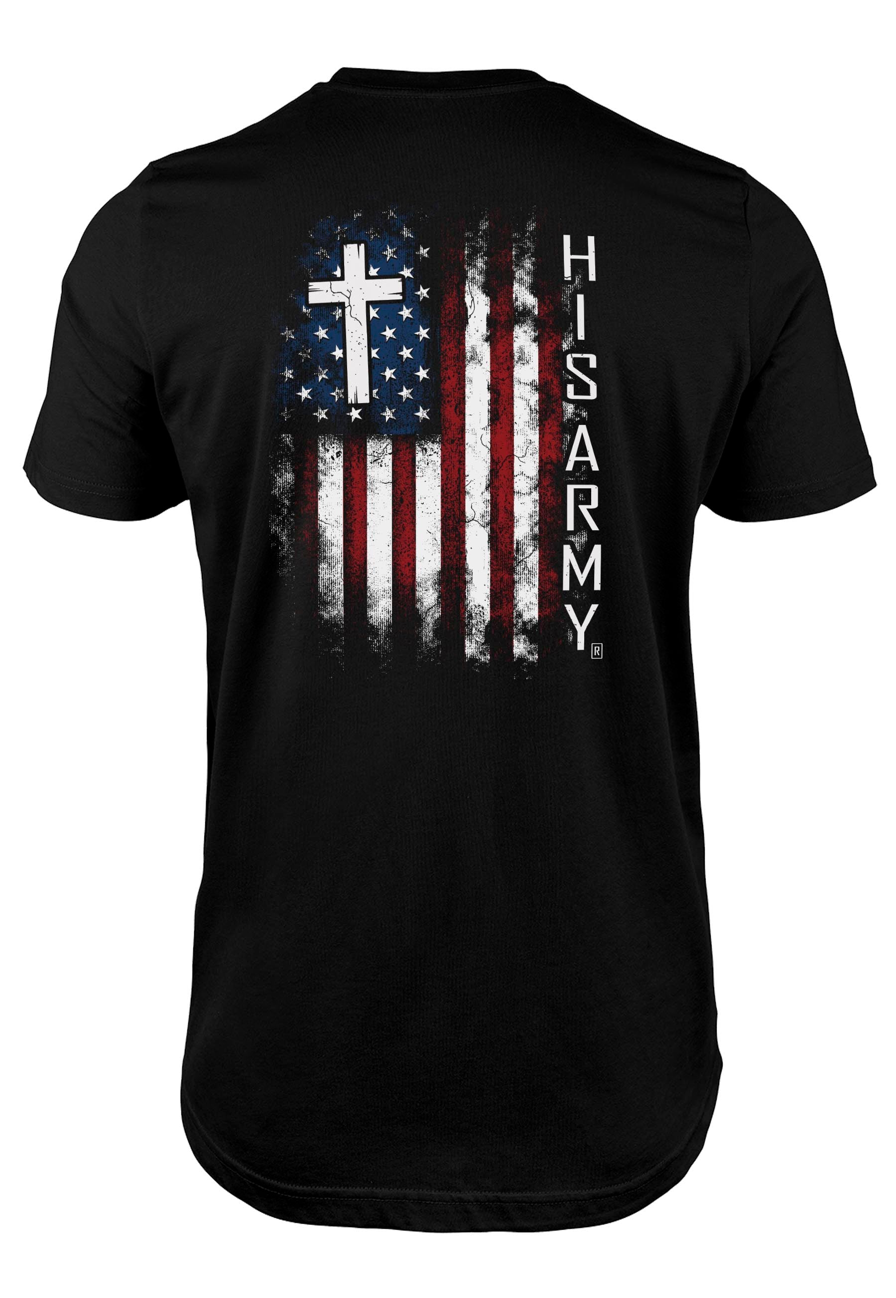His Army® brand American Flag Christian tee shirt