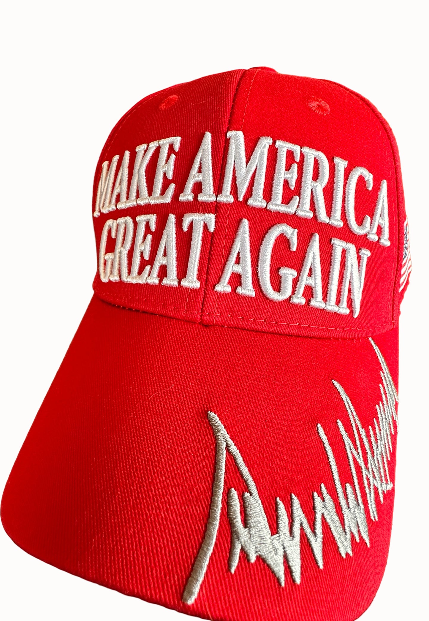 Closeup of MAGA hat detailing