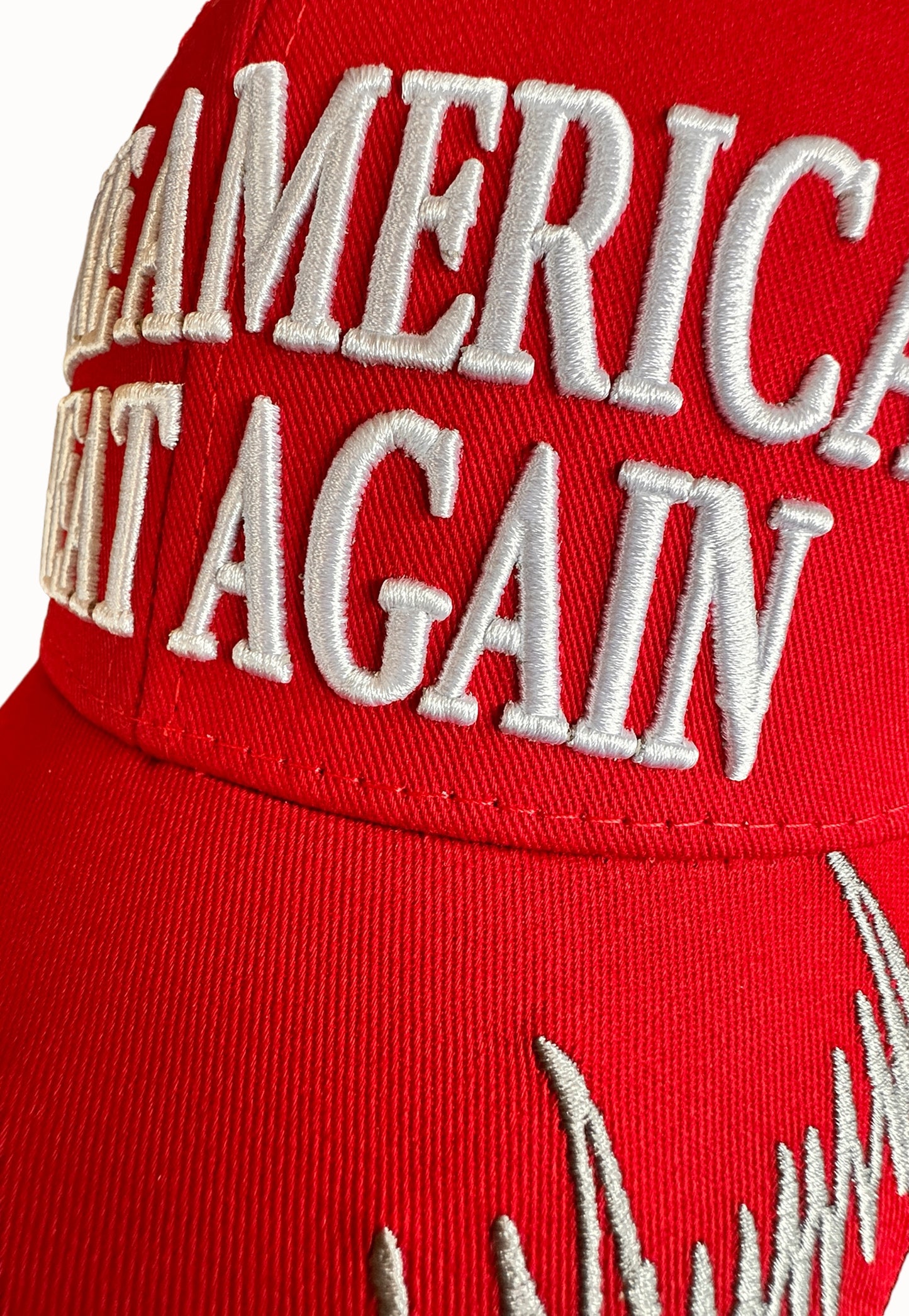 Stitch view of MAGA hat