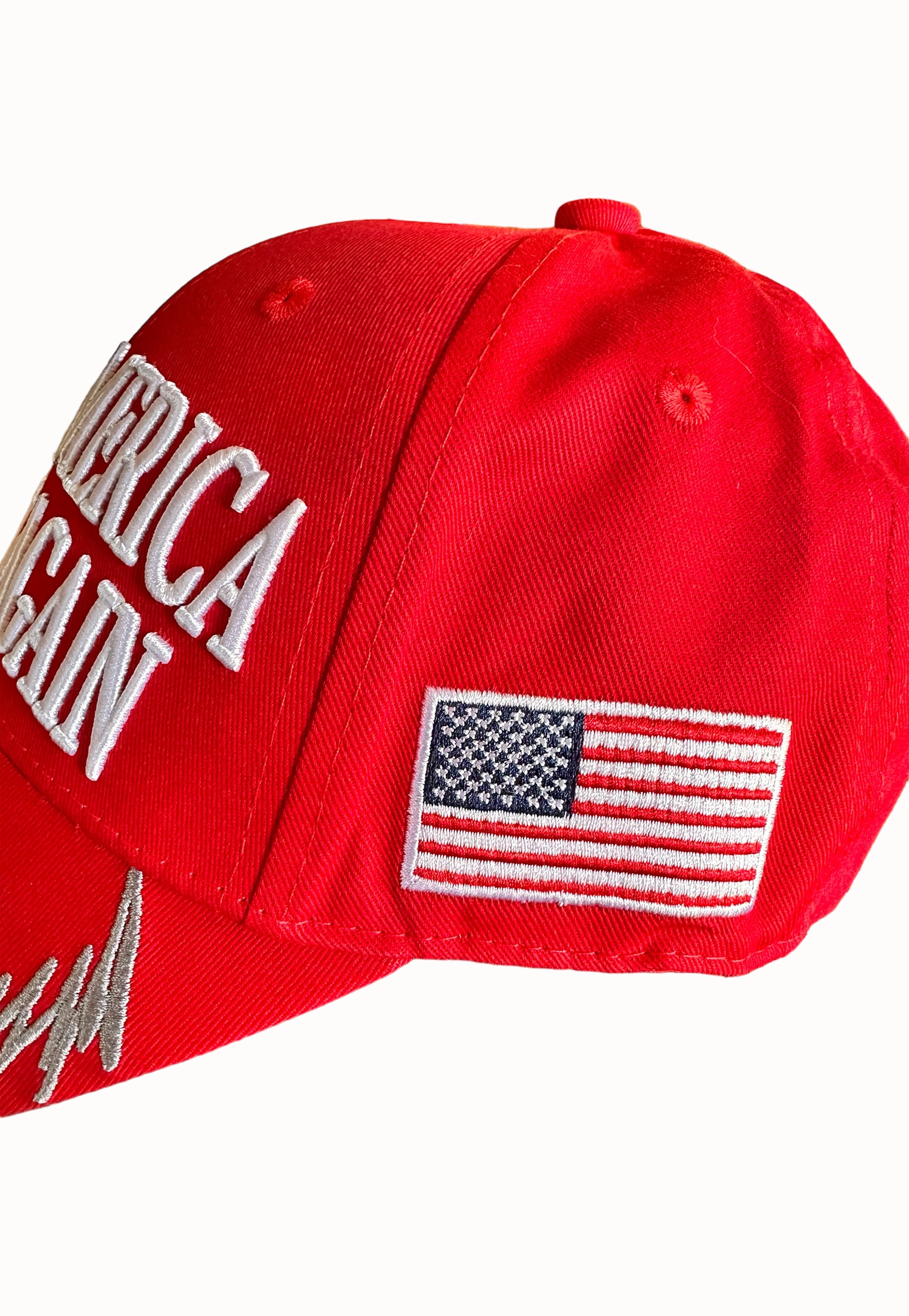 American Flag on MAGA hat