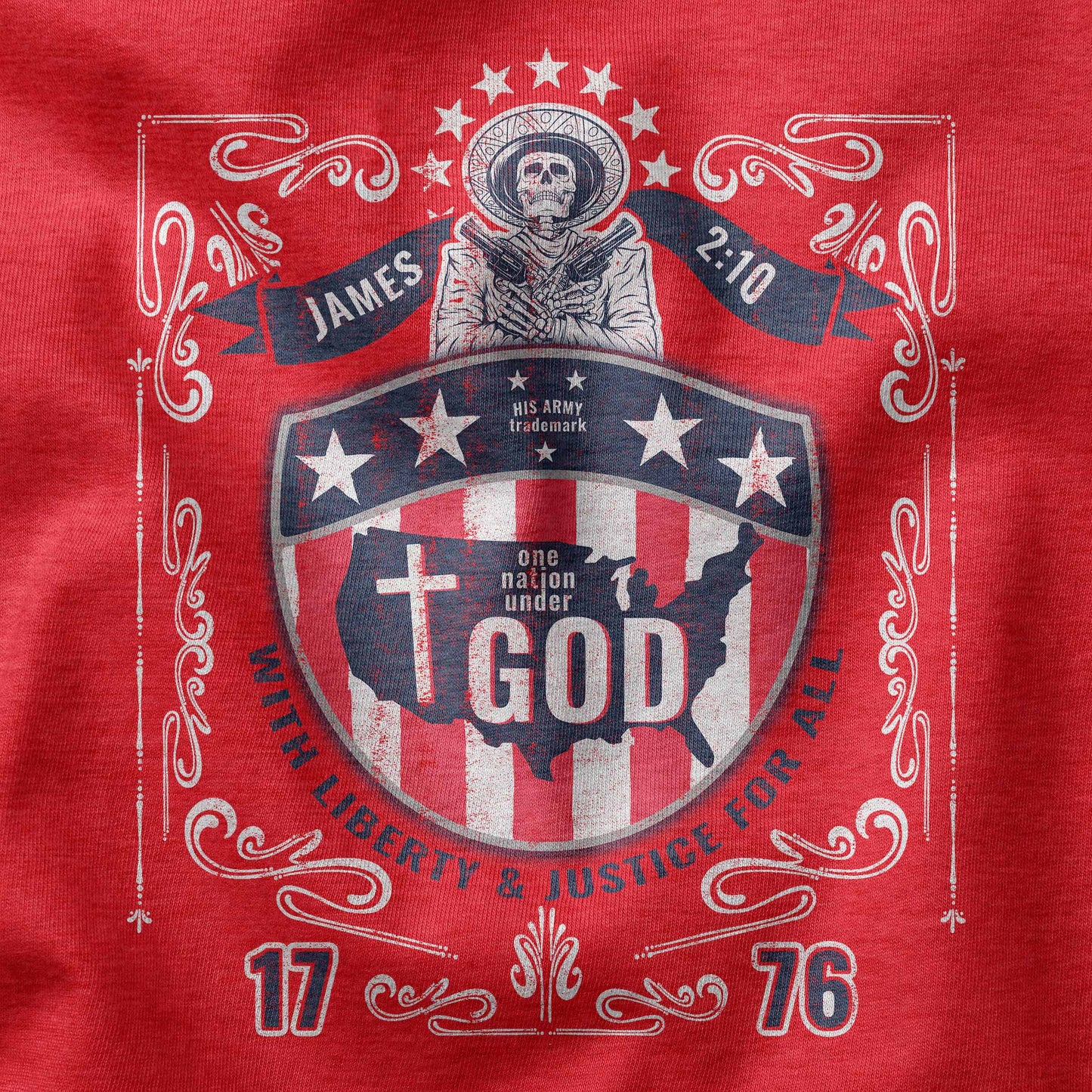 One Nation under God Christian patriot t-shirt design closeup