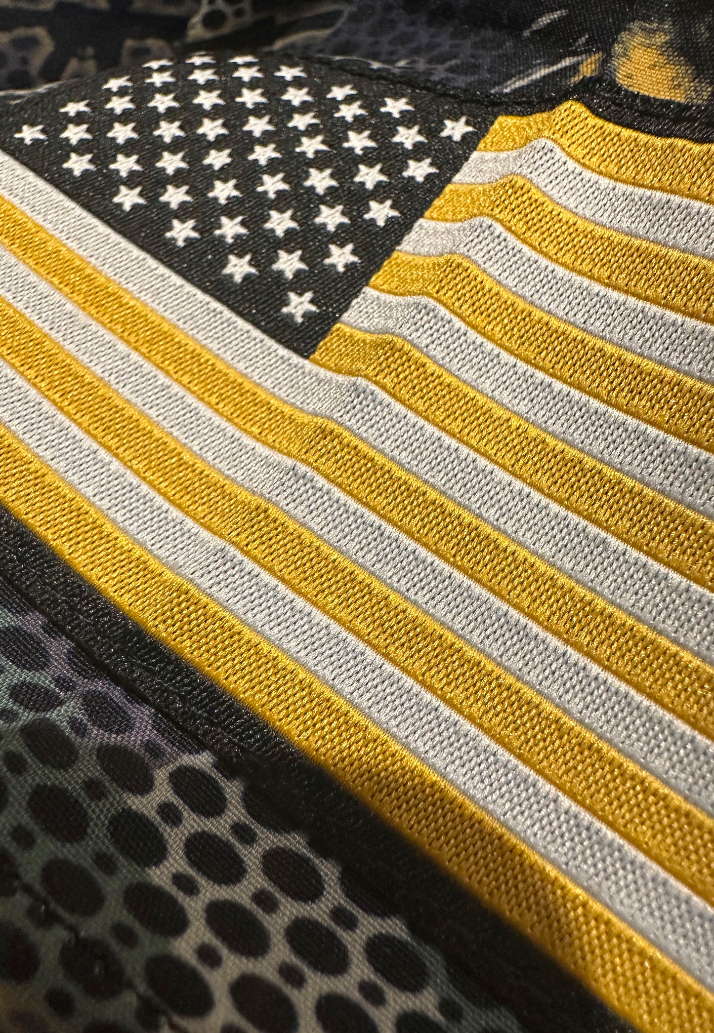American Flag detail on second amendment shirt
