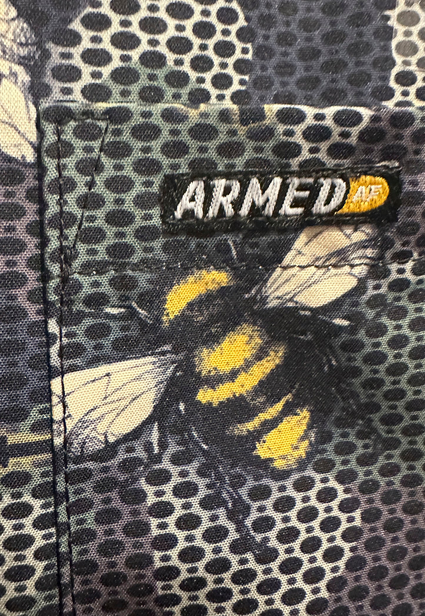 Armed AF tag on second amendment button down shirt