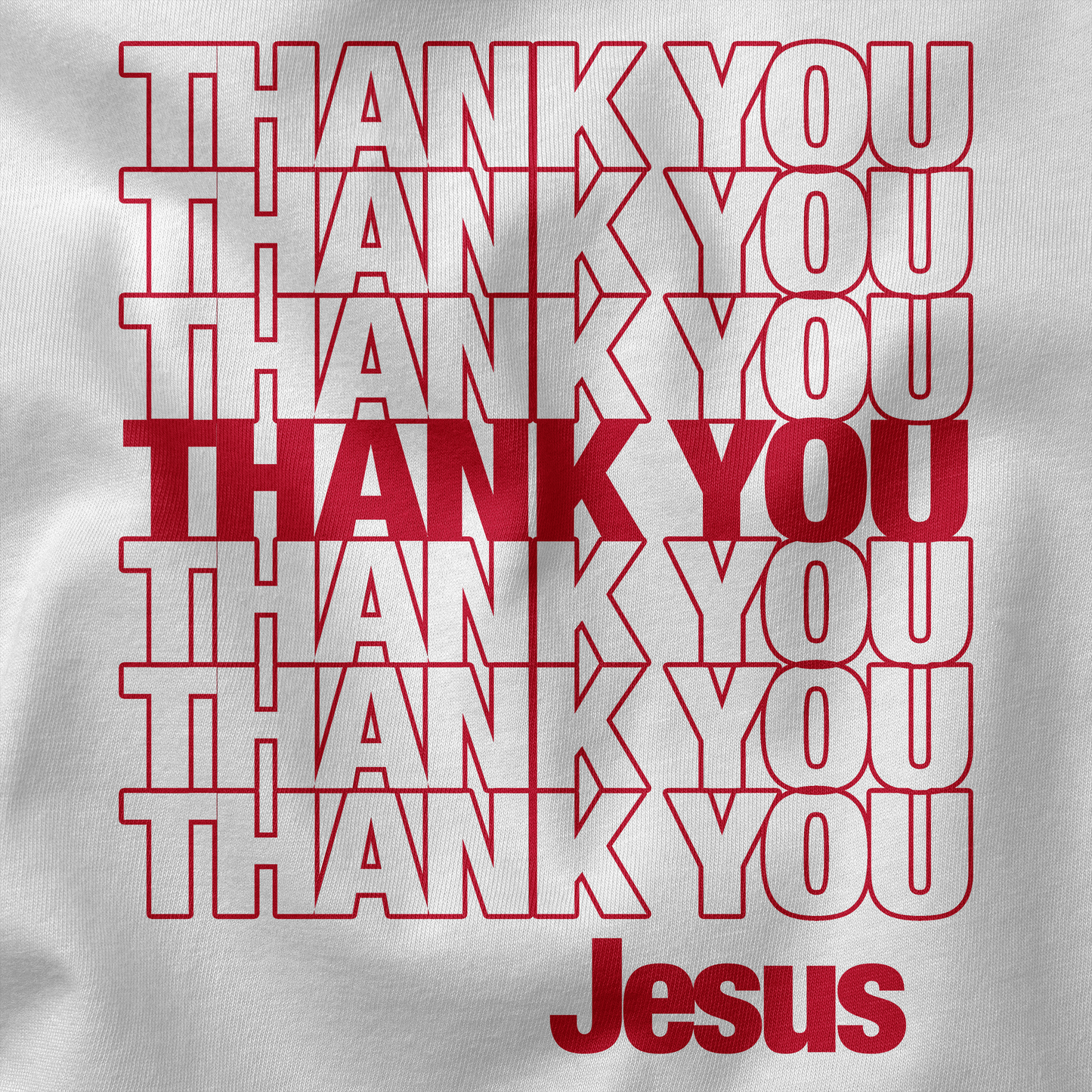 Thank you Jesus shopping bag t-shirt design closeup