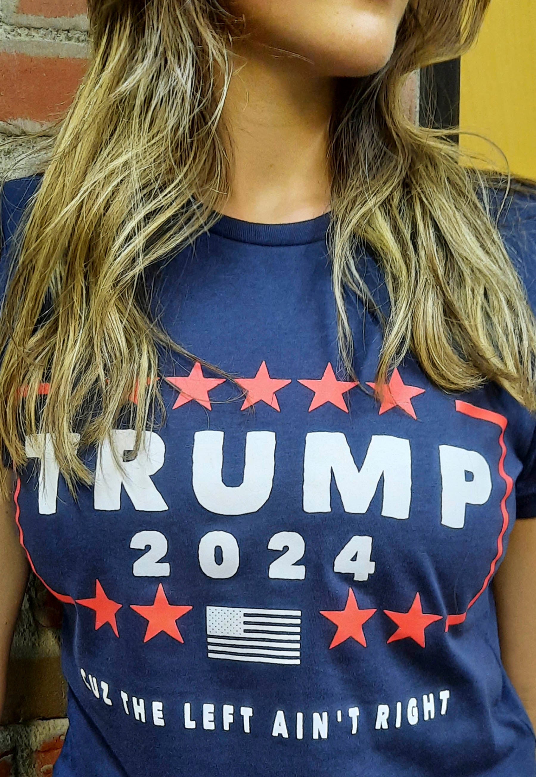 Trump 2024 t-shirt on female model
