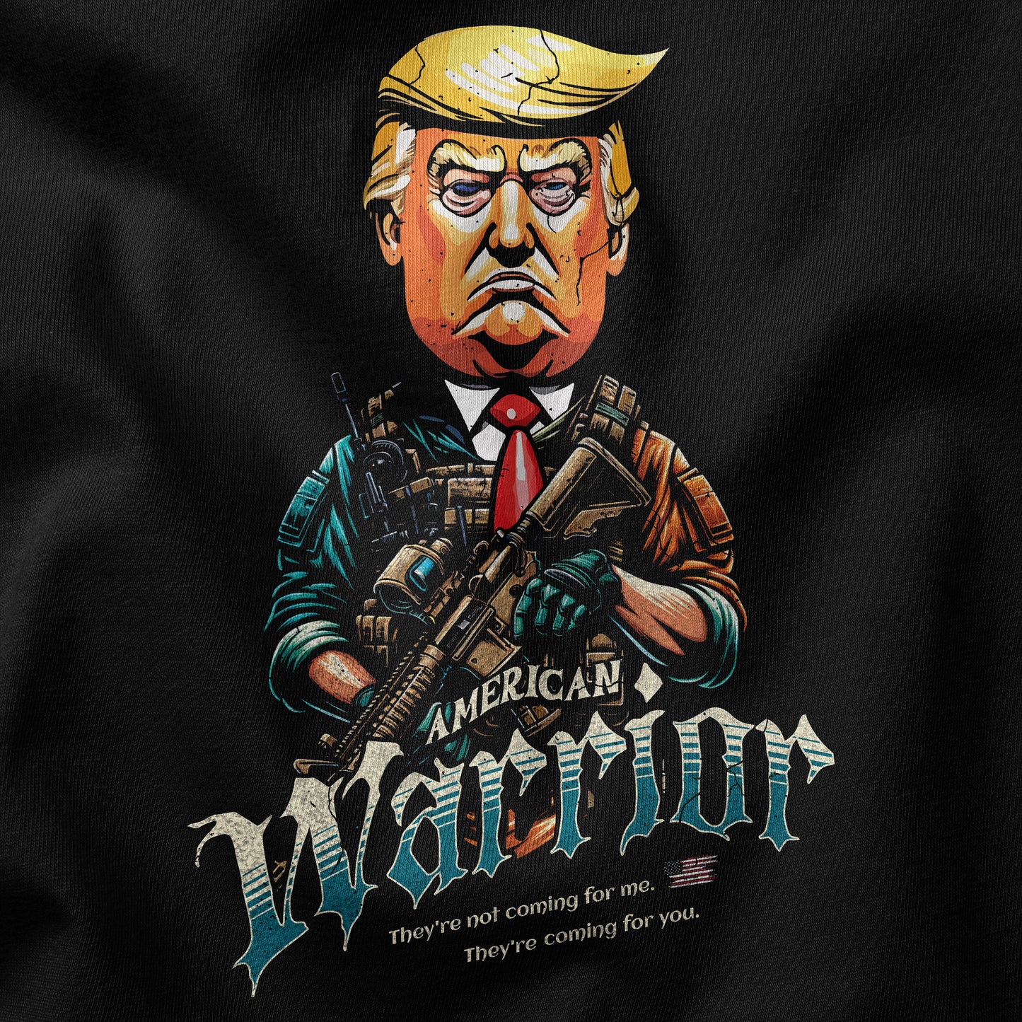 Tactical Trump t-shirt design closeup