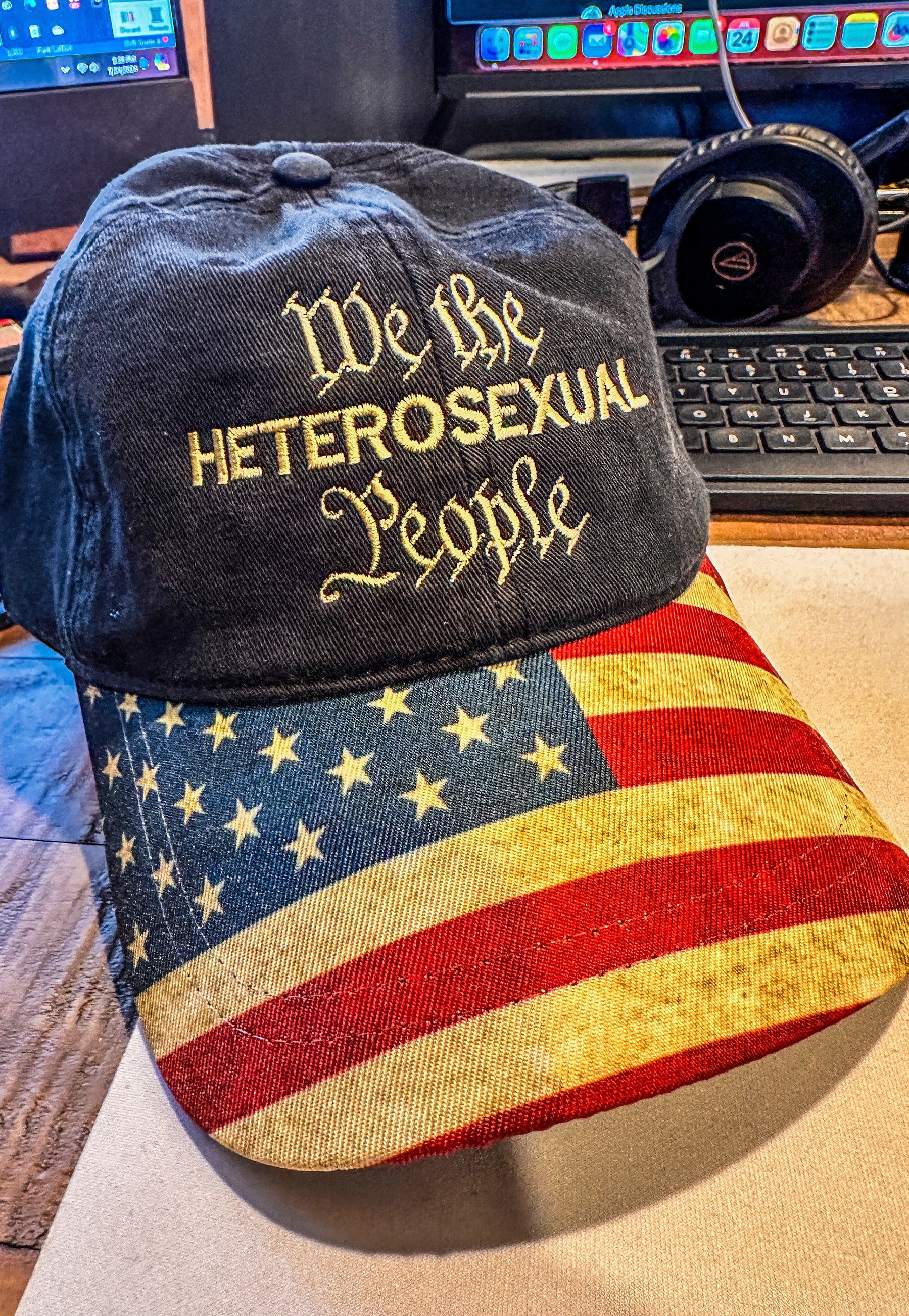 We the People hat with American Flag embroidered