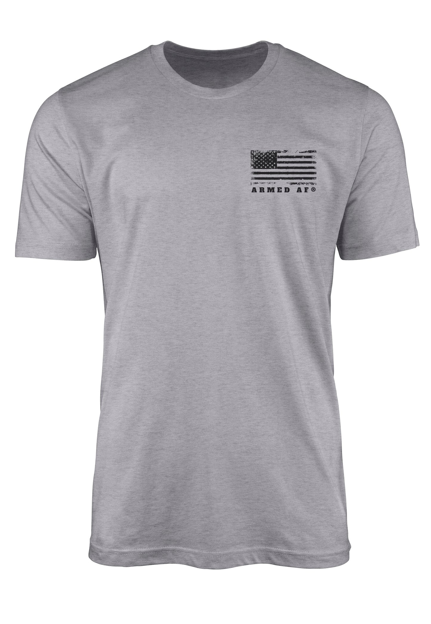 Armed AF® logo on chest of t-shirt