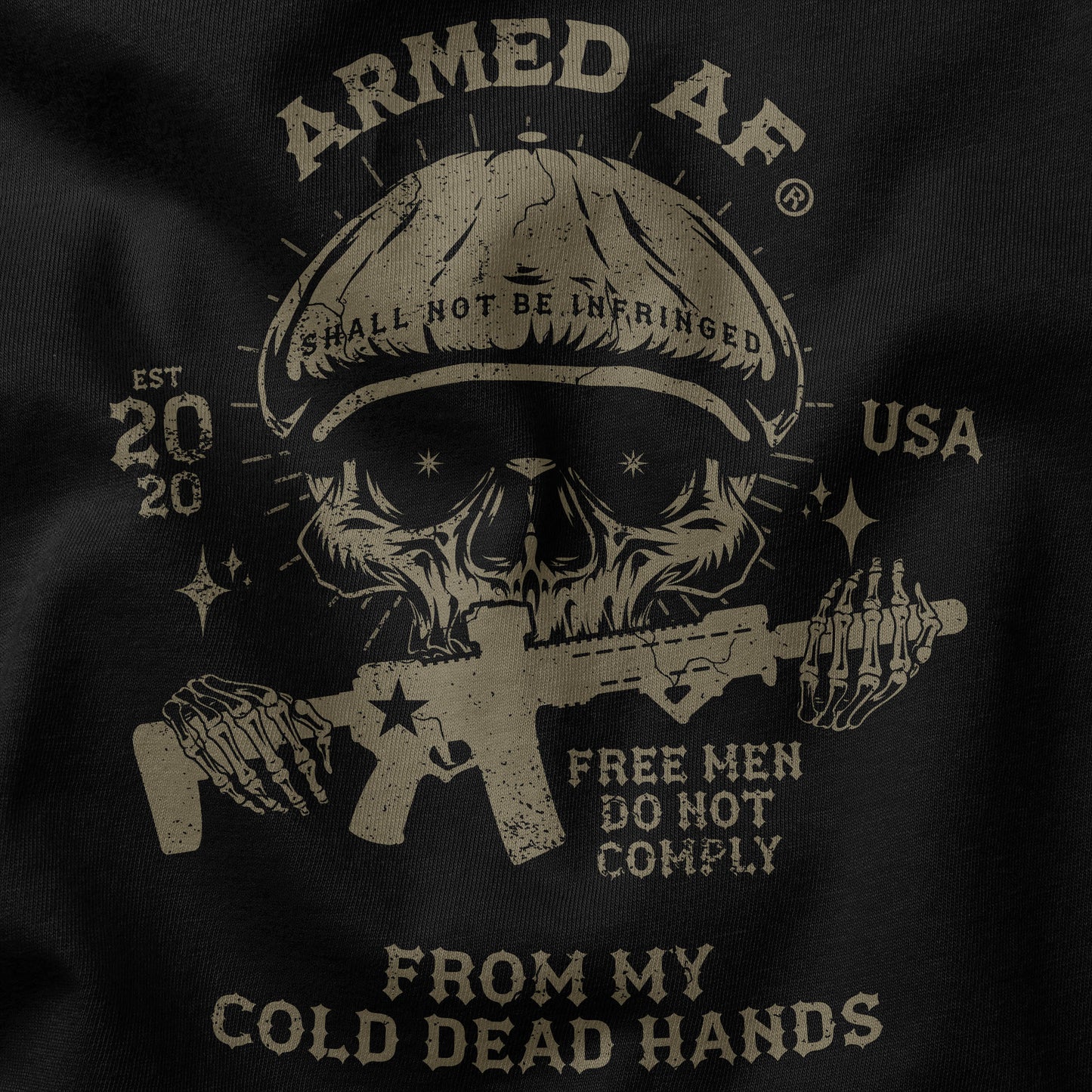 Cold Dead Hands 2a tee shirt design closeup