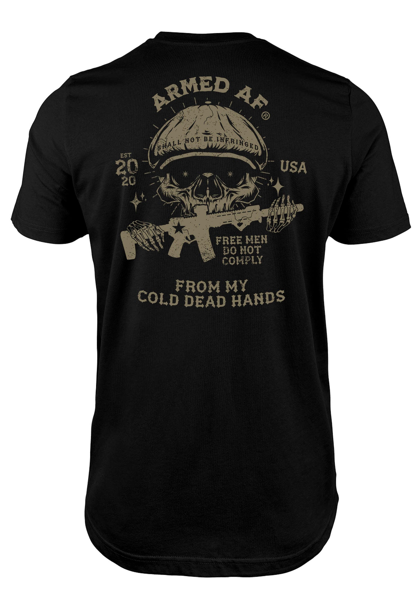 Cold dead hands t-shirt print on back of shirt