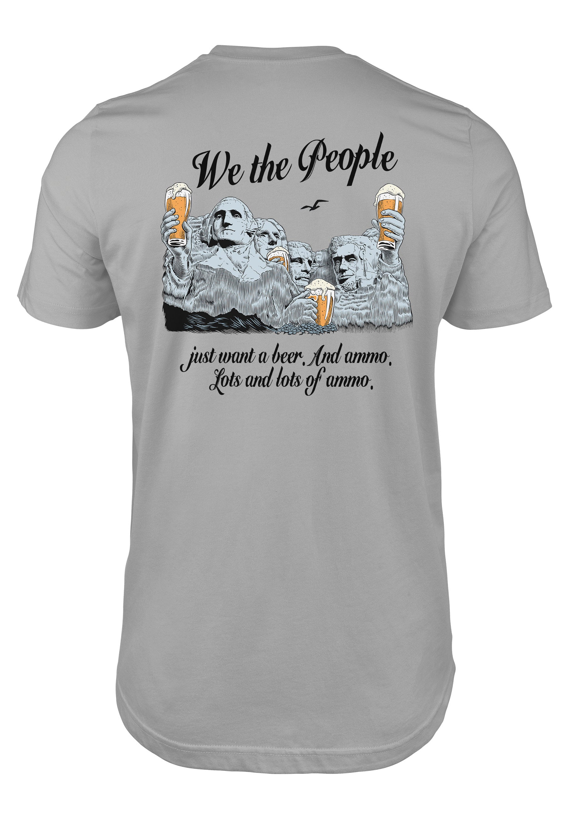 Mt Rushmore patriot t-shirt design on back of tee shirt