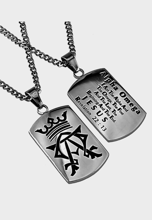 Alpha and Omega Christian necklace