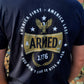 Model in ArmedAF® black patriot t-shirt