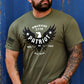 Patriot model wearing american eagle t-shirt