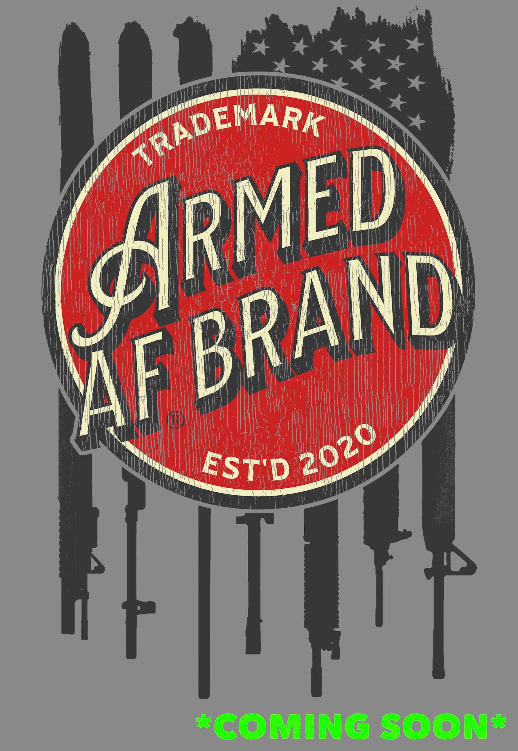 Armed AF barbershop logo t-shirt design closeup