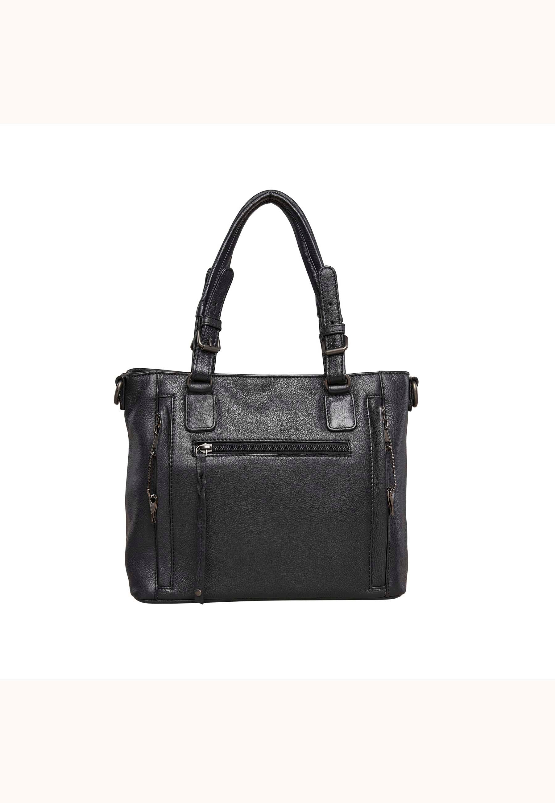 Black leather 2025 concealed carry purse