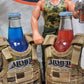 ArmedAF® tactical beer coozies displayed on beer bottle