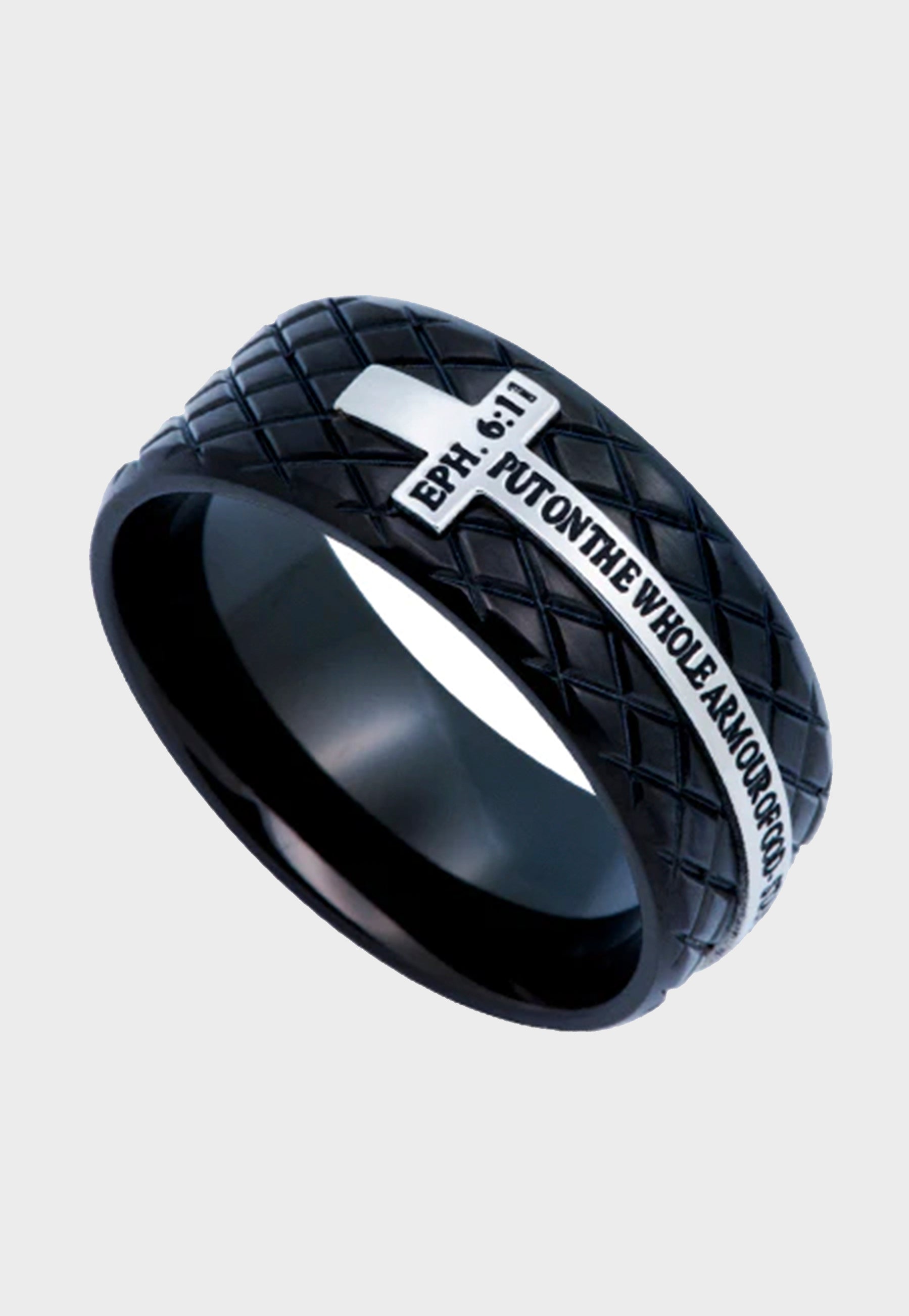 Ephesians 6:11 inscribed on mens ring