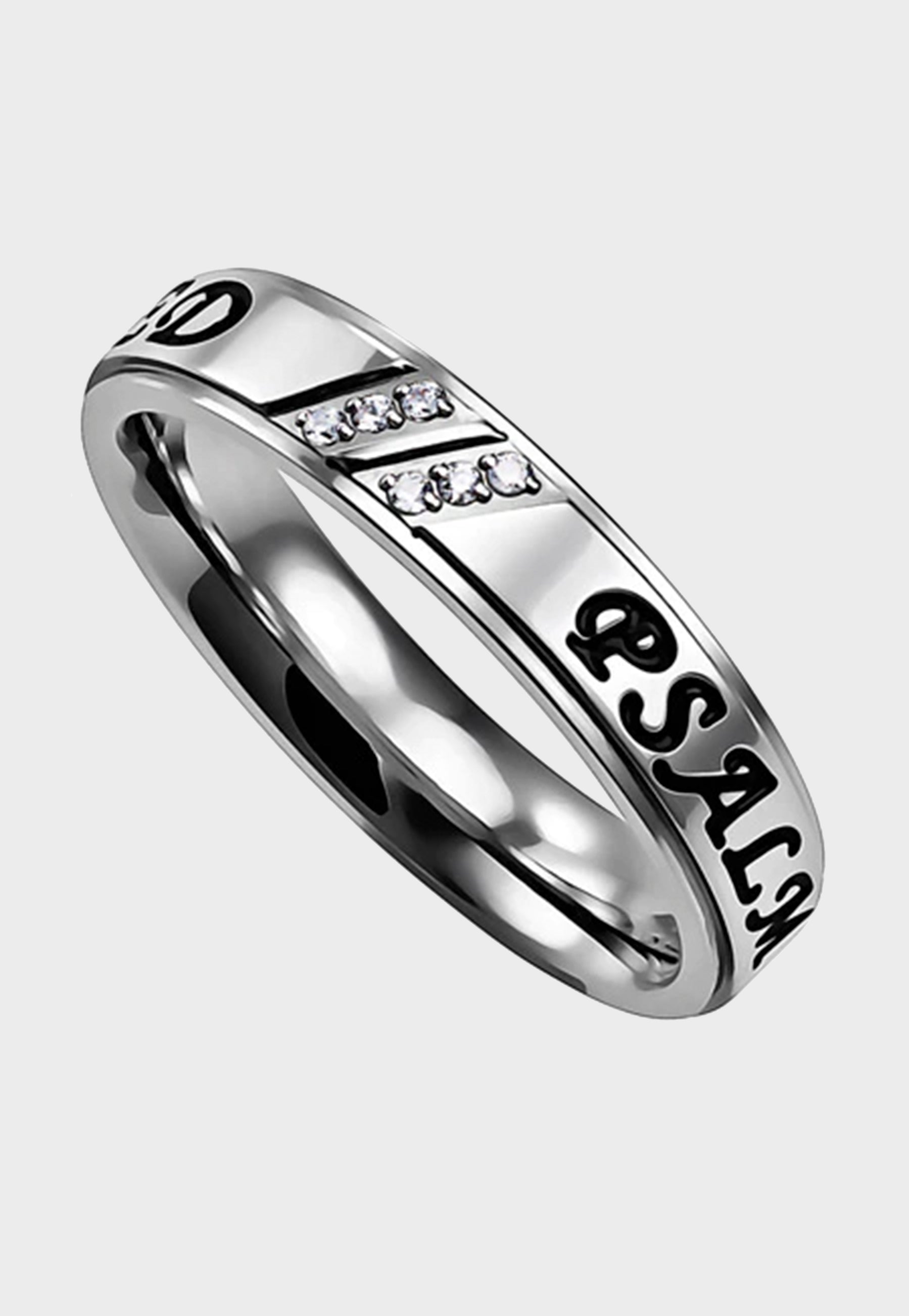 Christian ring for ladies with Psalm 34:8 inscribed