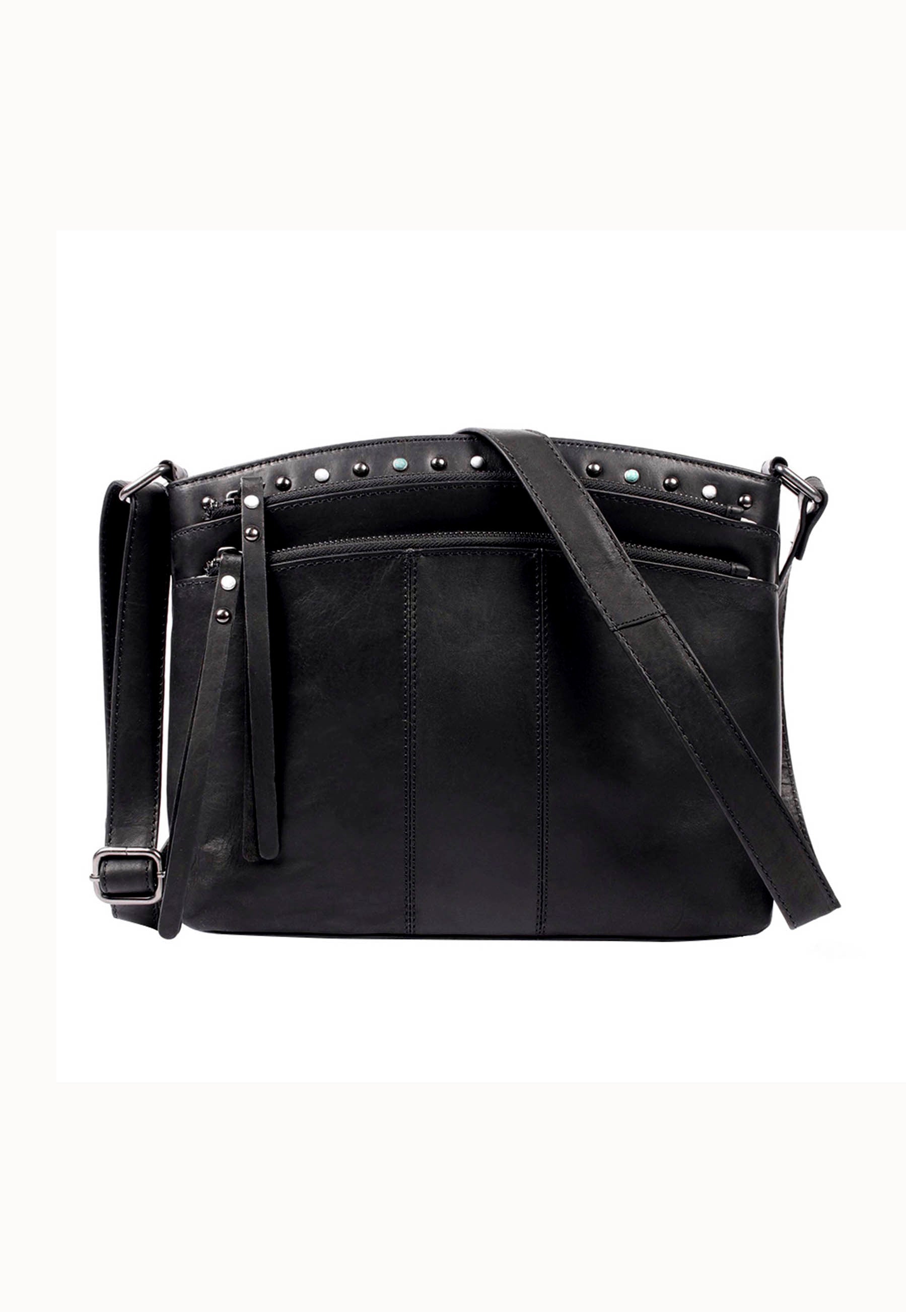 Black leather conceal carry purse