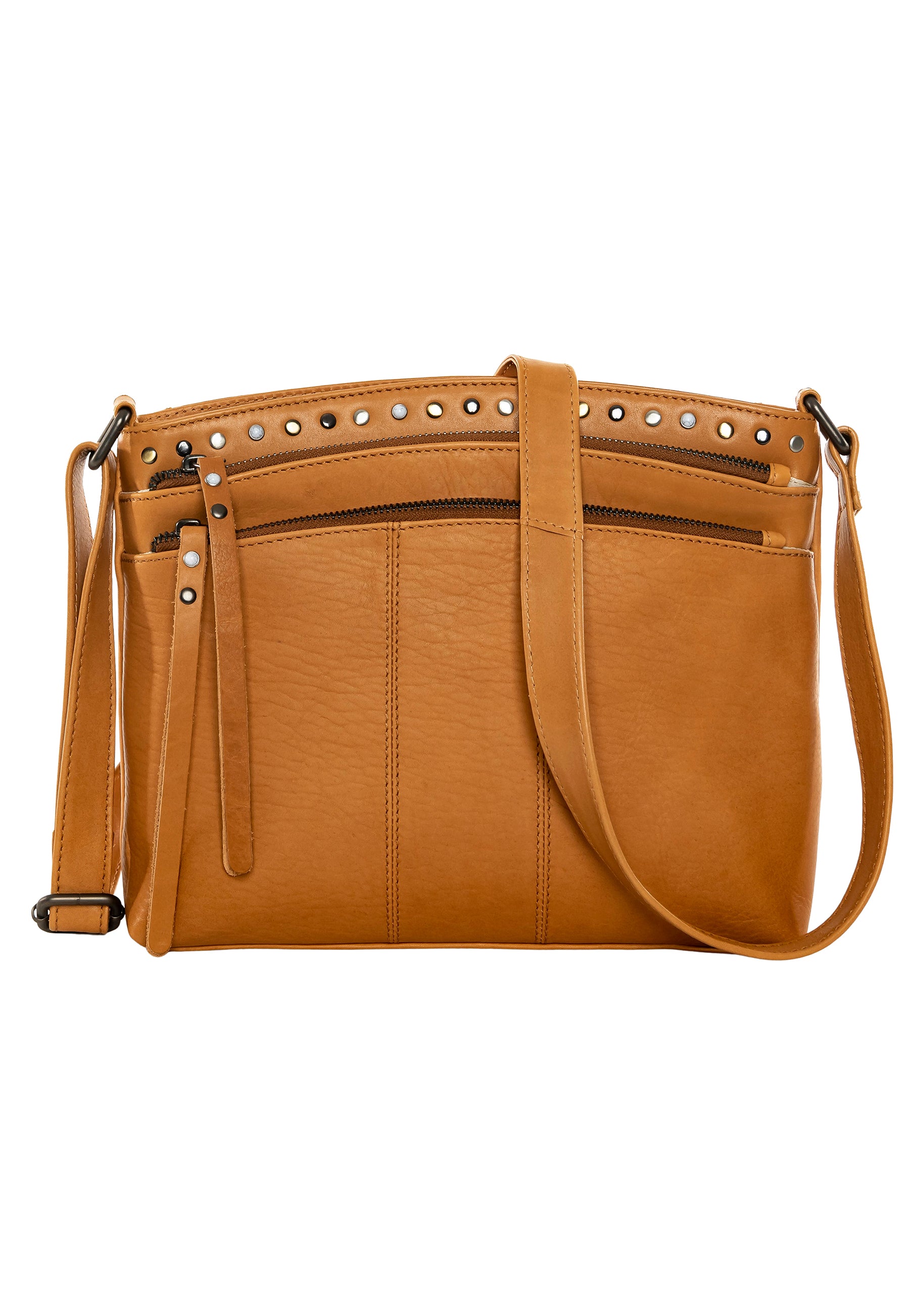 caramel leather conceal carry bag with studs