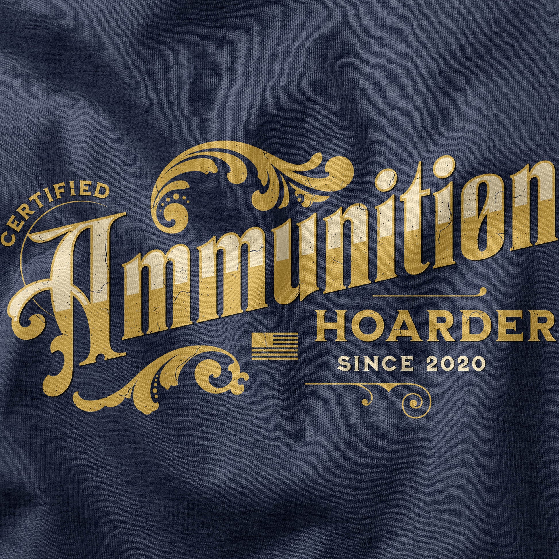 Closeup of funny ammo t-shirt design from ArmedAF® brand
