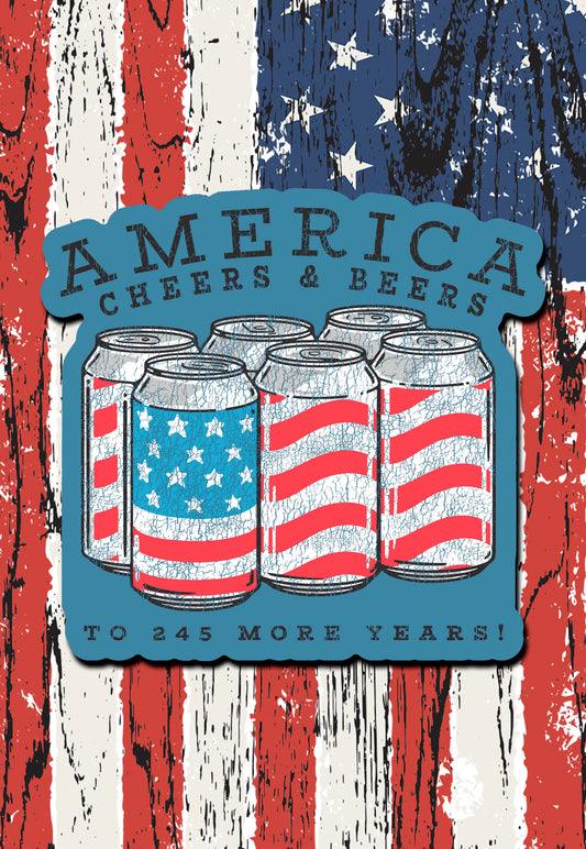 America cheers and beers sticker