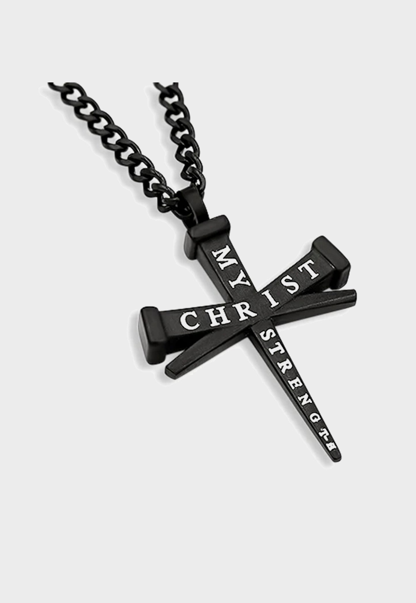 Christ my Strength Christian cross mens necklace