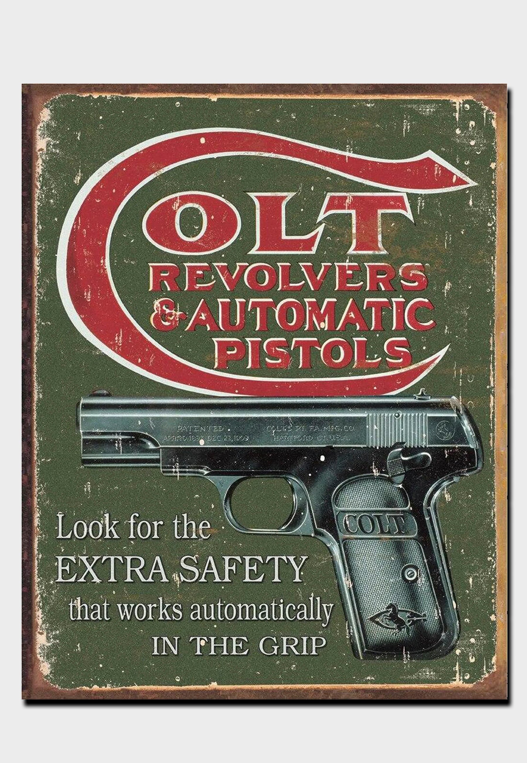Colt revolvers tin sign