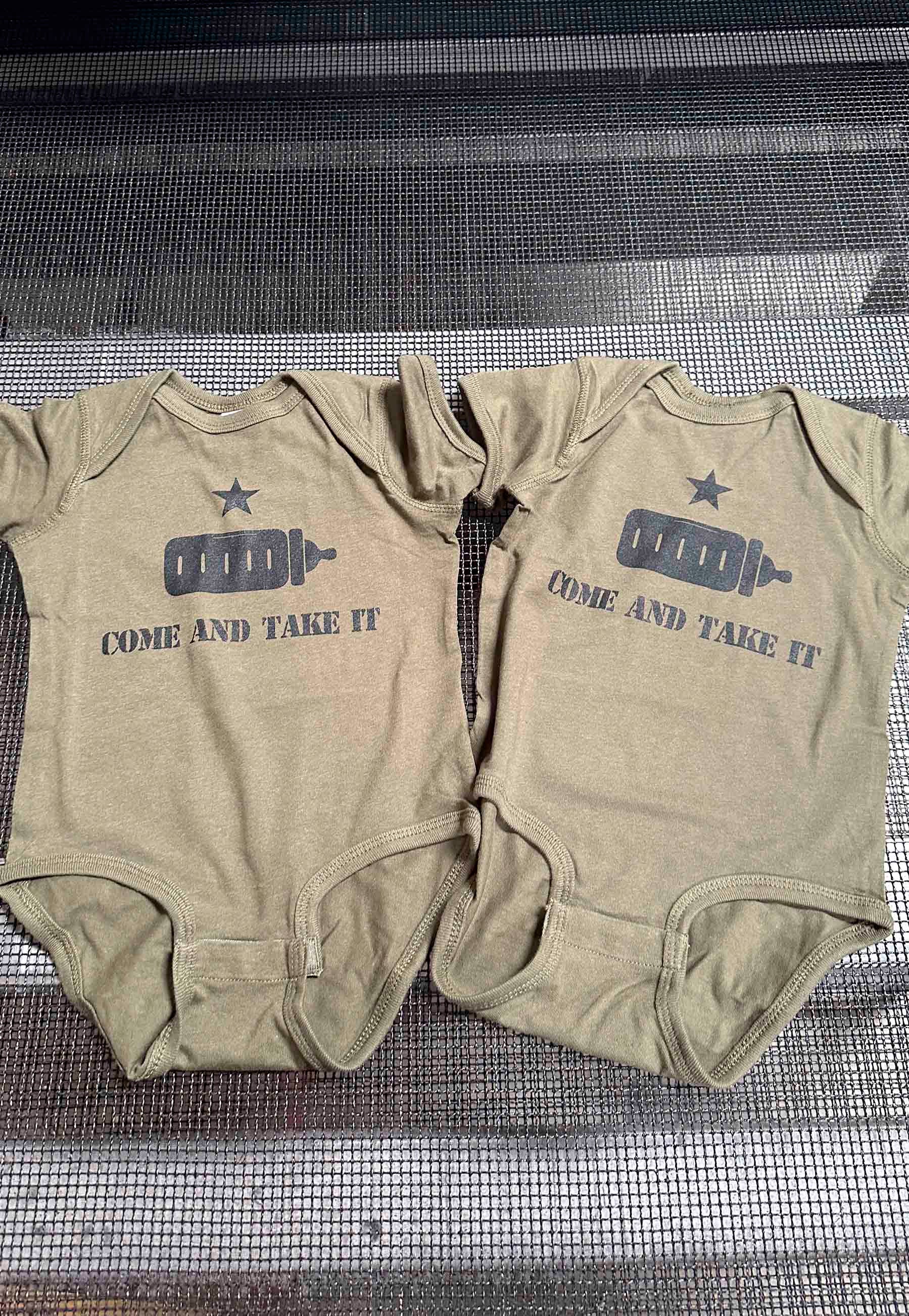 Come and take it onesies for patriot babies