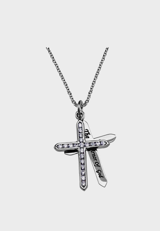 Women's double cross Christian necklace