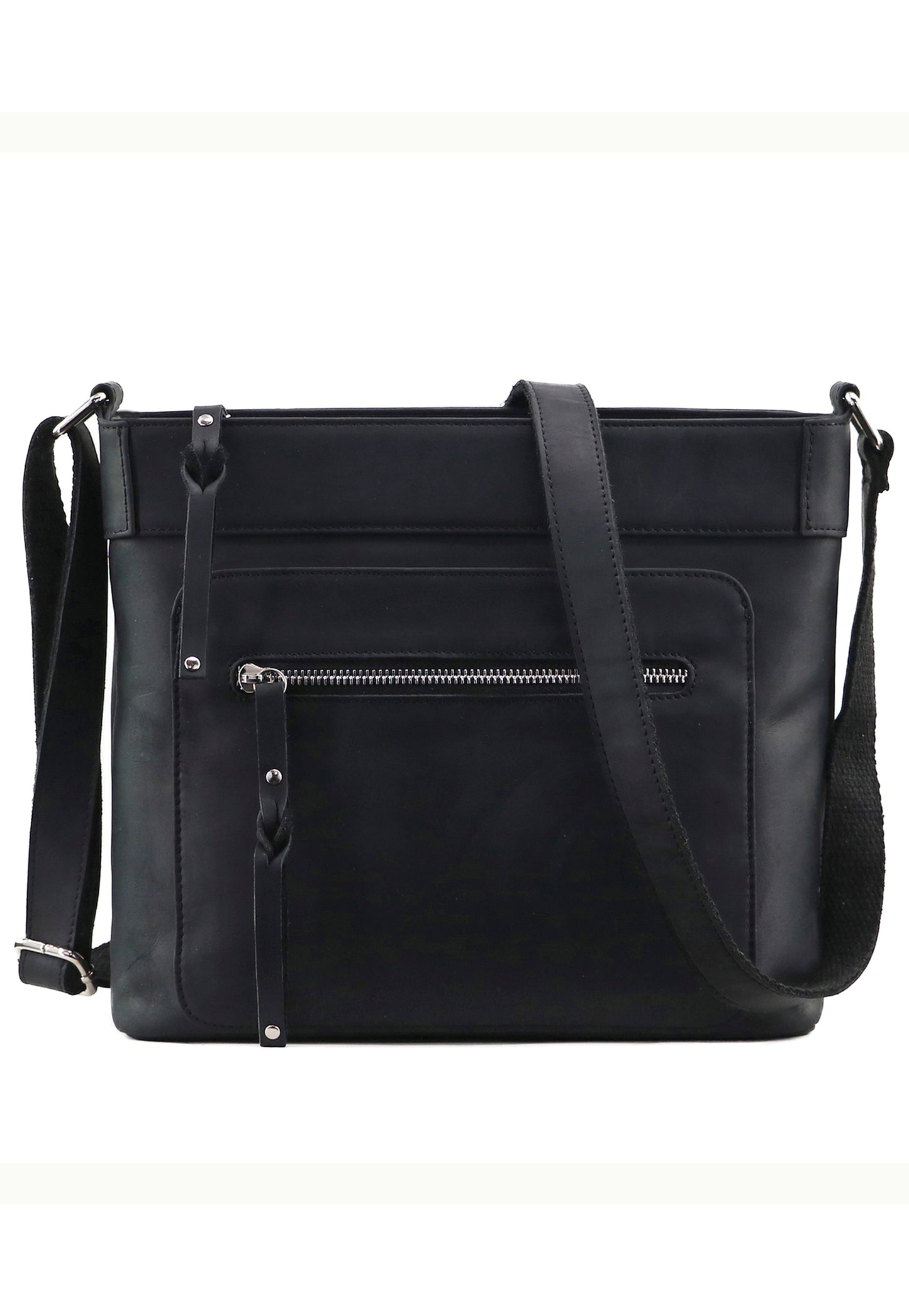 Black leather concealed carry purse