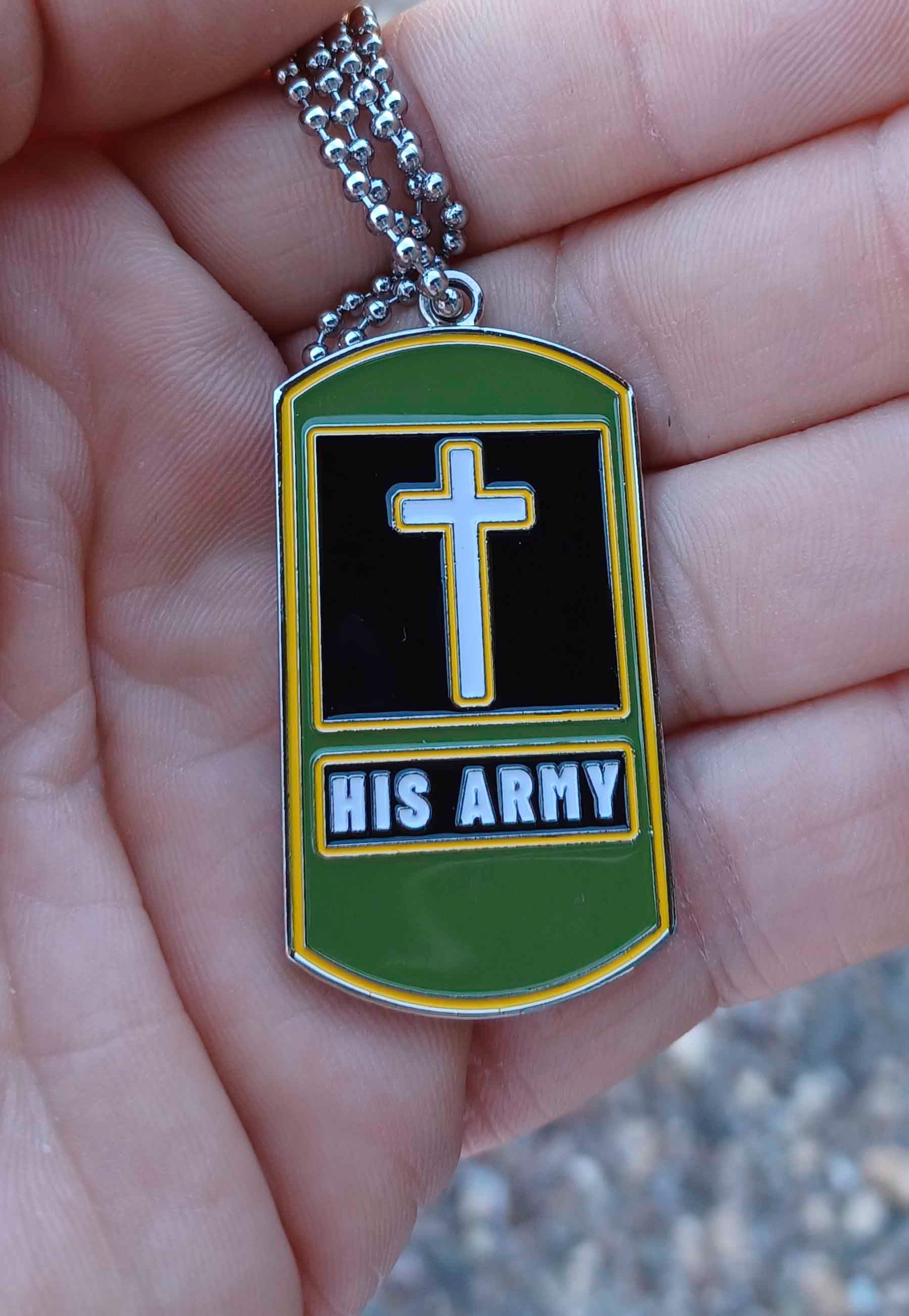 His Army Christian dog tag necklace