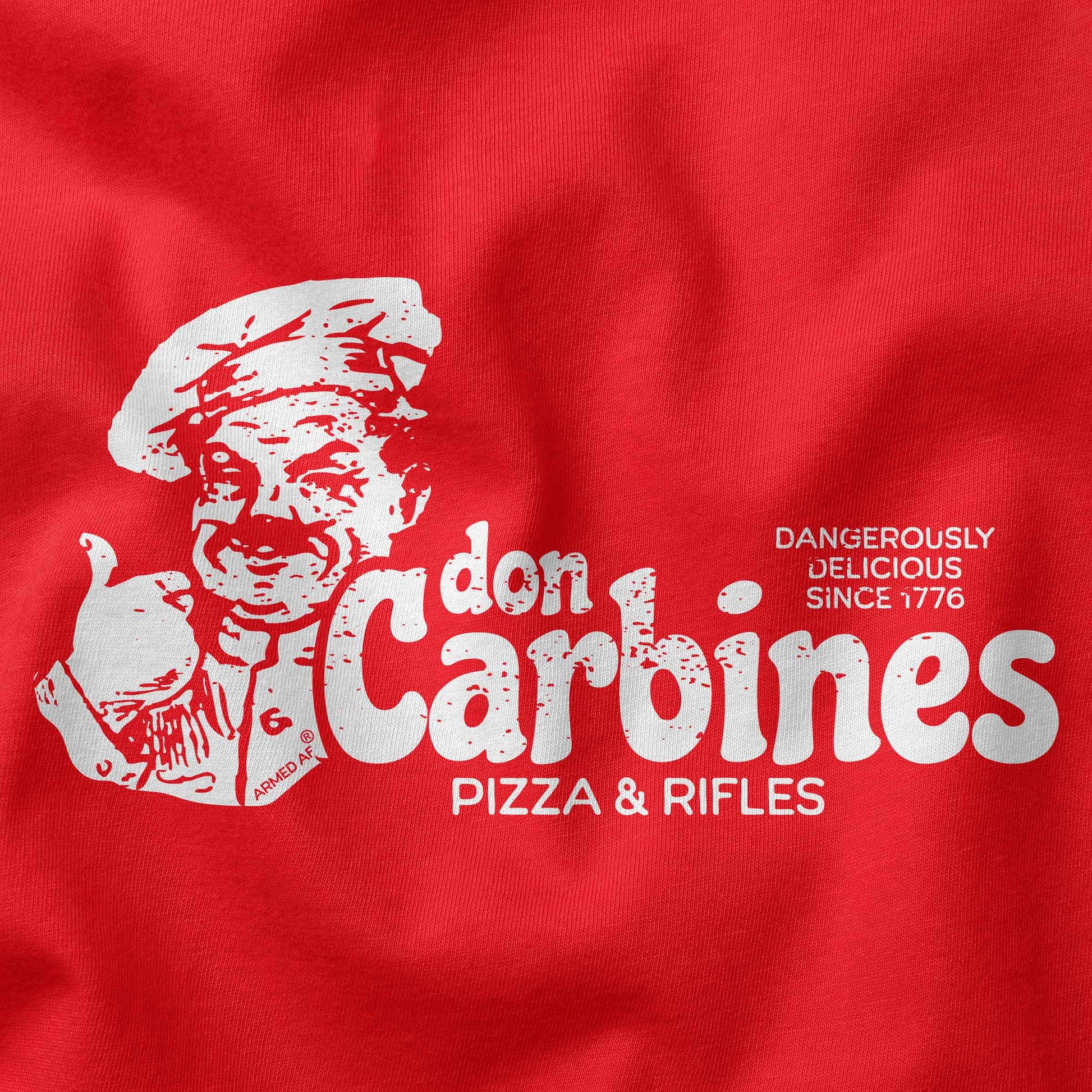 Closeup of Don Carbines t-shirt design