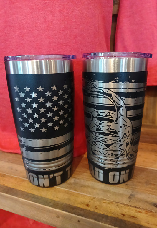 Don't Tread on Me second amendment tumbler in store