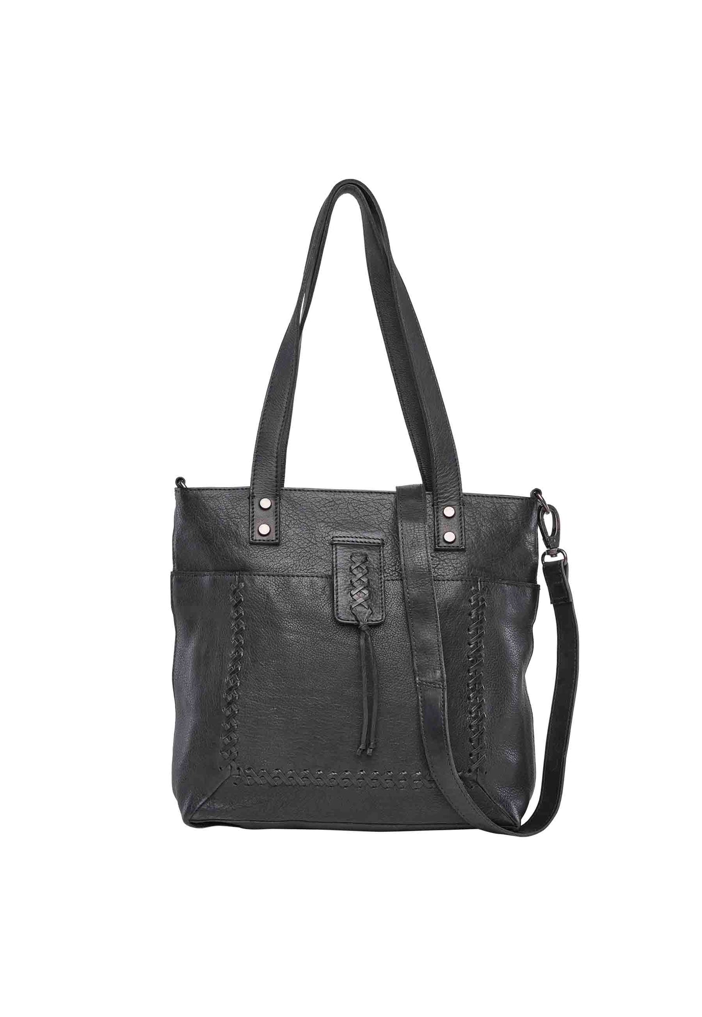 Black leather conceal carry handbag