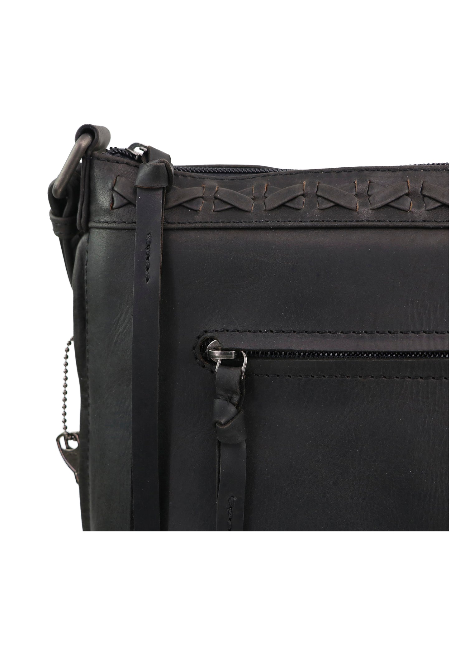 Ckloseup detail view of leather concealed carry purse
