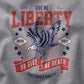 Give me Liberty or Give Me Death tee shirt design closeup